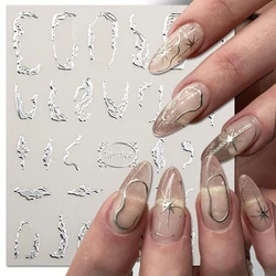 Metal Line 3D Nail Stickers Sliver French Curved Stripe Lines Laser Marble Tape Swirl Sliders Manicure Adhesive Nail Gel Decals