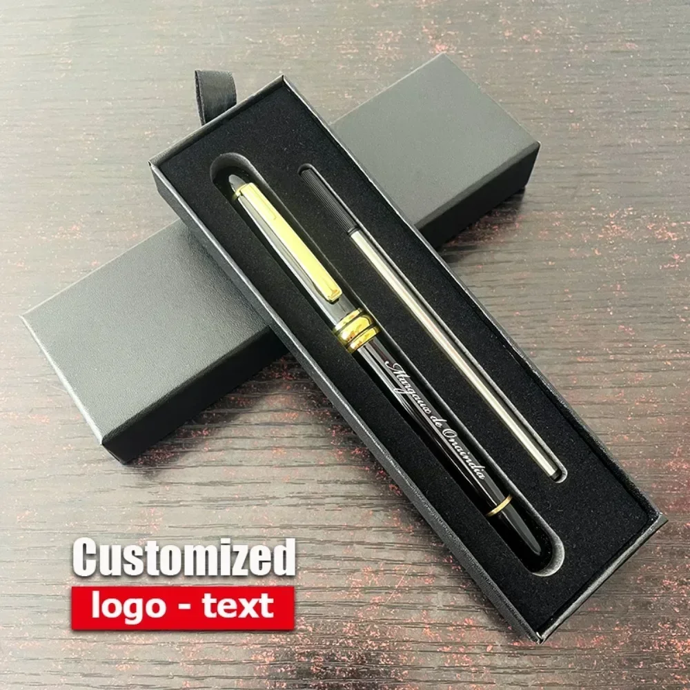 

Luxury Metal Signature Pens Box Set Customized Text Name Logo Business Office Gift Stationery Ballpoint Pen Box Set Gift Box