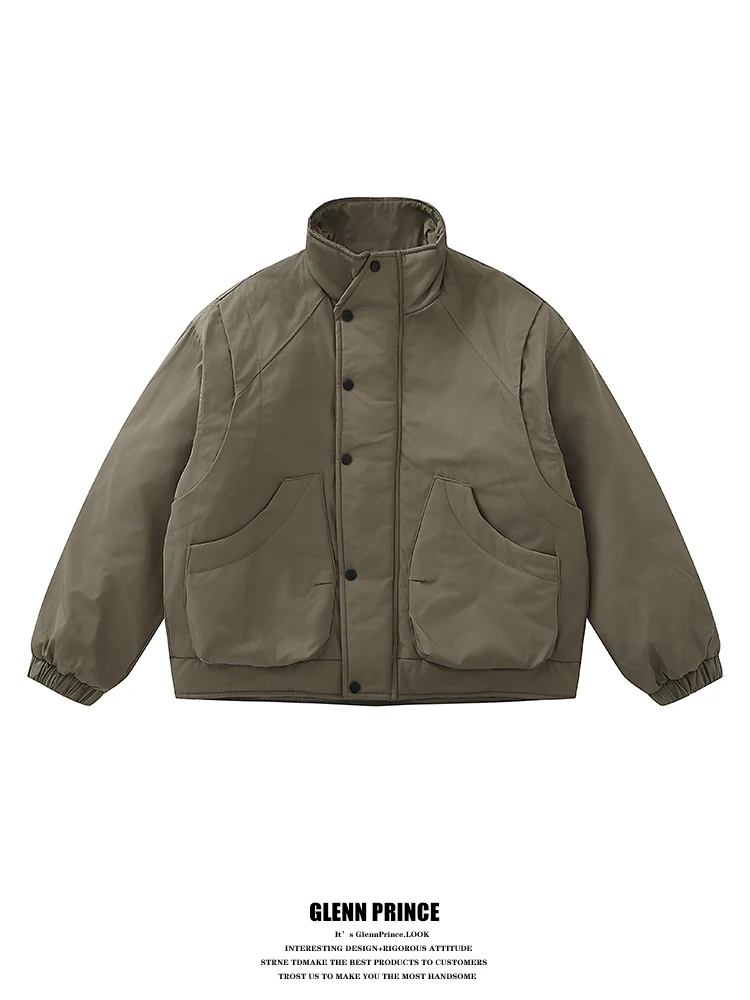 

GPstudio Japanese Sle Retro Stand Collar Thiened Flight Cotton Jaet Men's Trendy Winter Warm Windproof Workwear Cotton ...