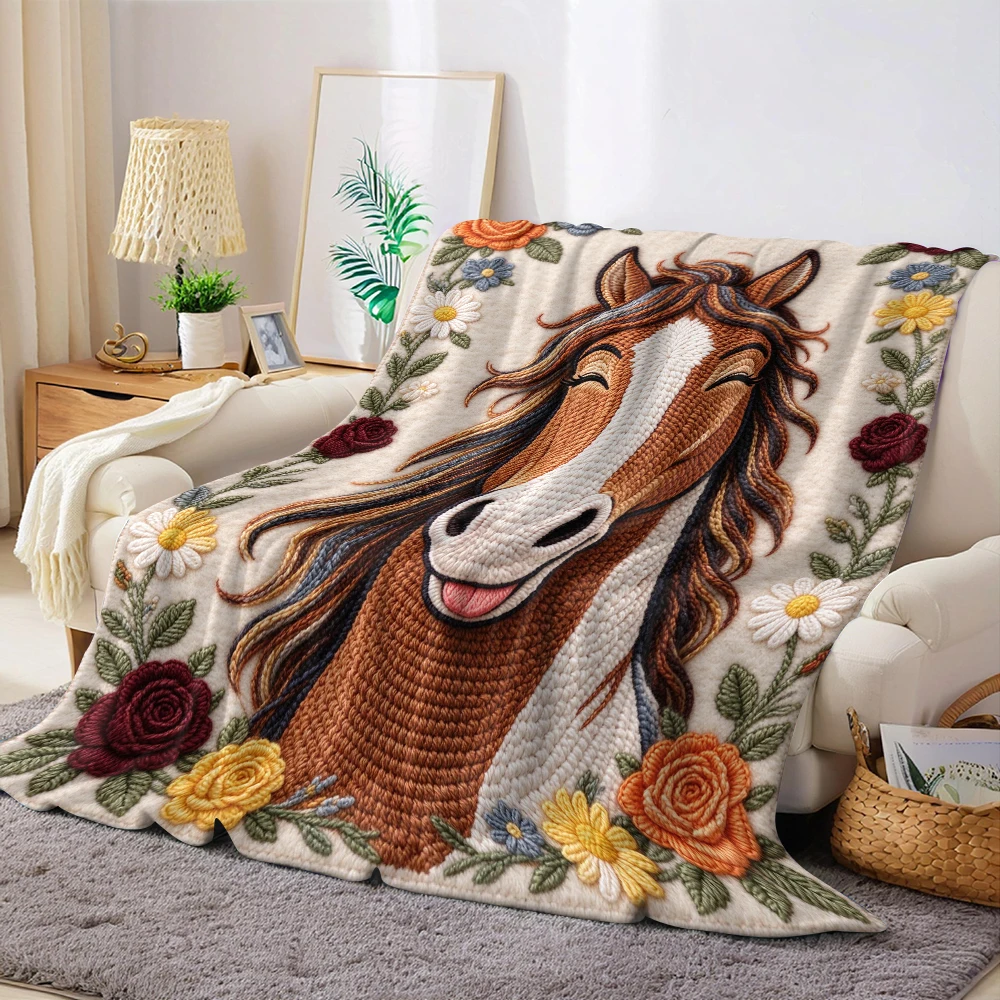Stitch Brown Goat Super Soft Flannel Blanket Fuzzy Warm Throw Blanket for Bed Couch Cozy Plush Bed Cover All Season