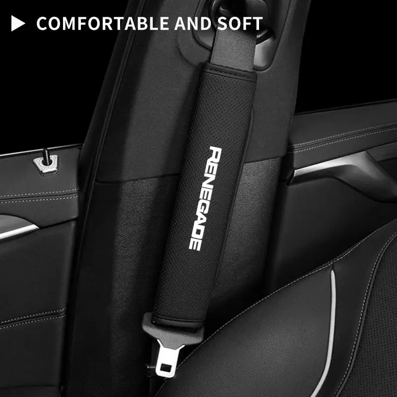 

Car Leather Perforated Seat Belt Cover Protective Case For Jeep Renegade Grand Compass Cherokee Wrangler JK Patriot Liberty