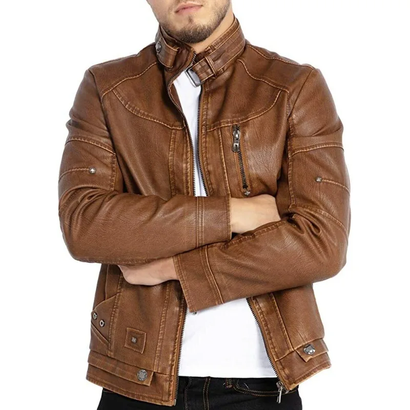 

Stylish Men Casual Authentic Lambskin 100% Leather Jacket Black Motorcycle Coat