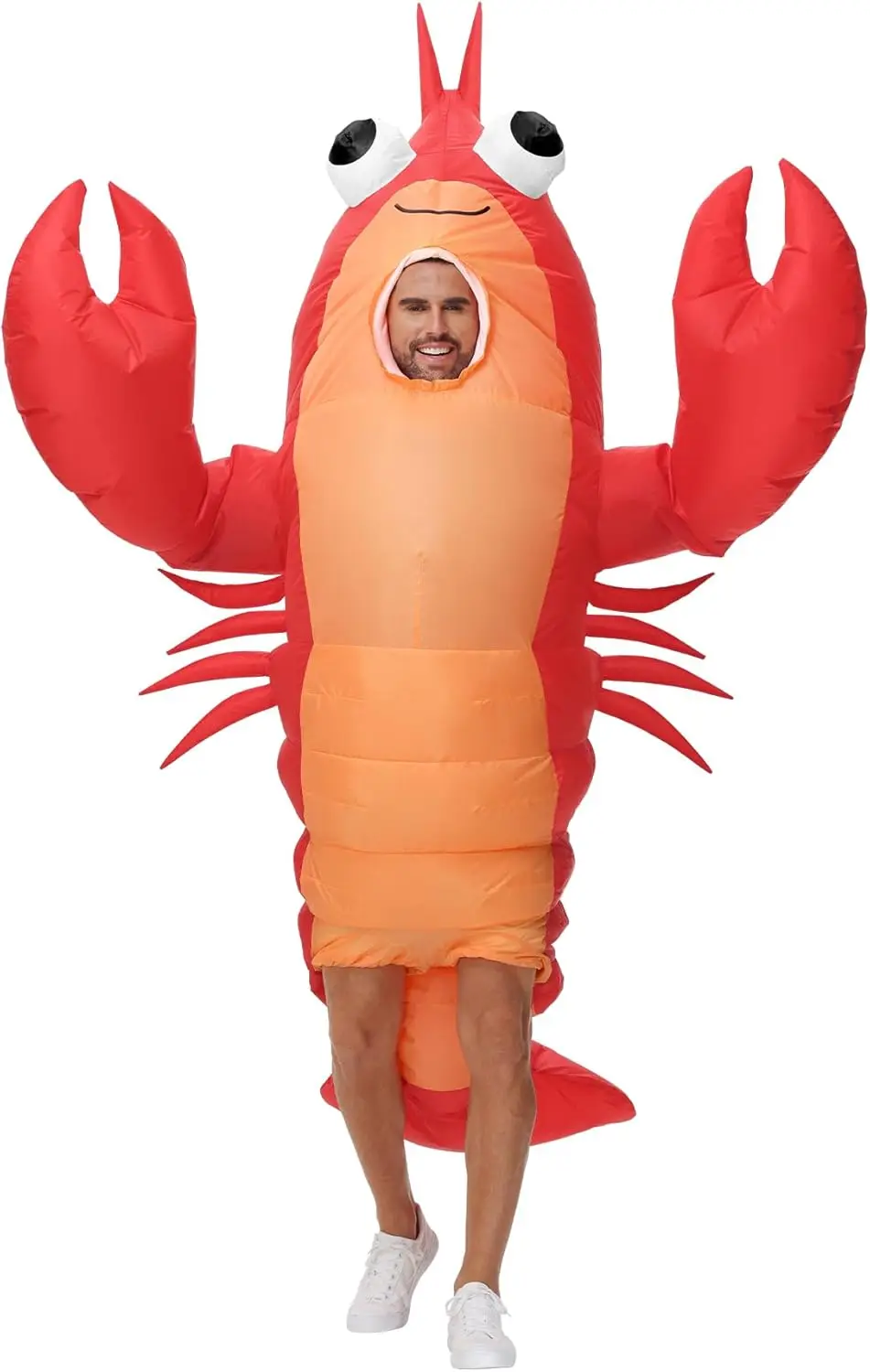 

Funny Inflatable Lobster Costume for Adults, Halloween Crawfish Blow Up with Huge Pincers