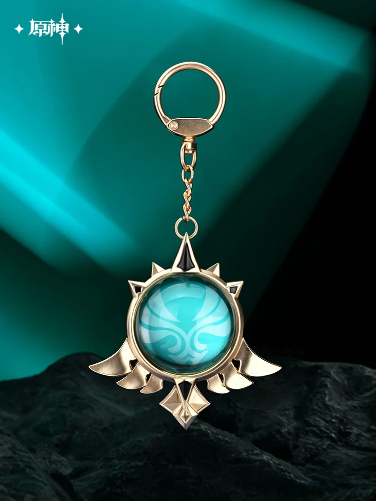 [Genuine] MiHoYo Official Genshin Impact Mondstadt Sumeru Theme Vision Elemental Pendant Rock Wind Metal Key Chain Birthday Gift