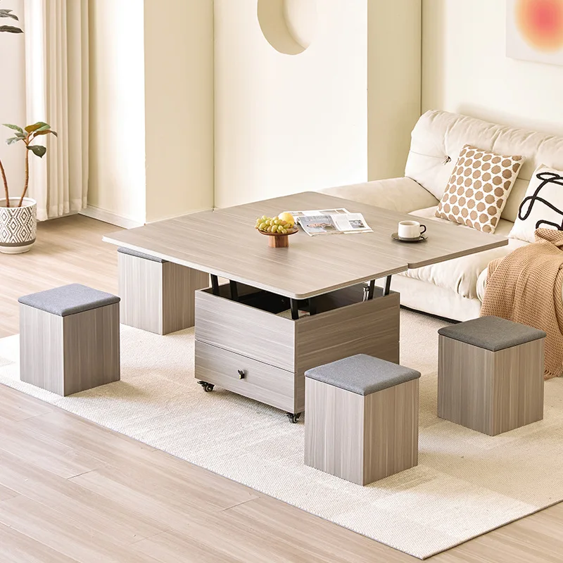 Tavolino da caffè con ascensore per uso domestico, tavolino da pranzo pieghevole multifunzionale tre in uno per piccoli appartamenti