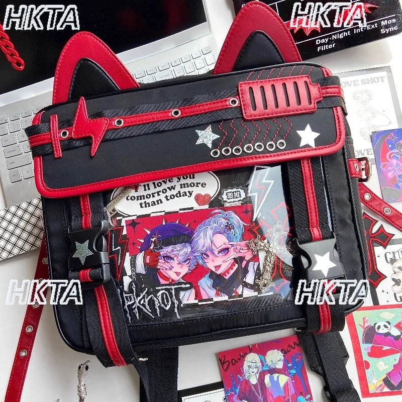 Japanese Style Cartoon Electronic Cat Backpack Sweet Cool Subculture Y2k Large Capacity Bar Millet Cotton Doll Schoolbag Girls