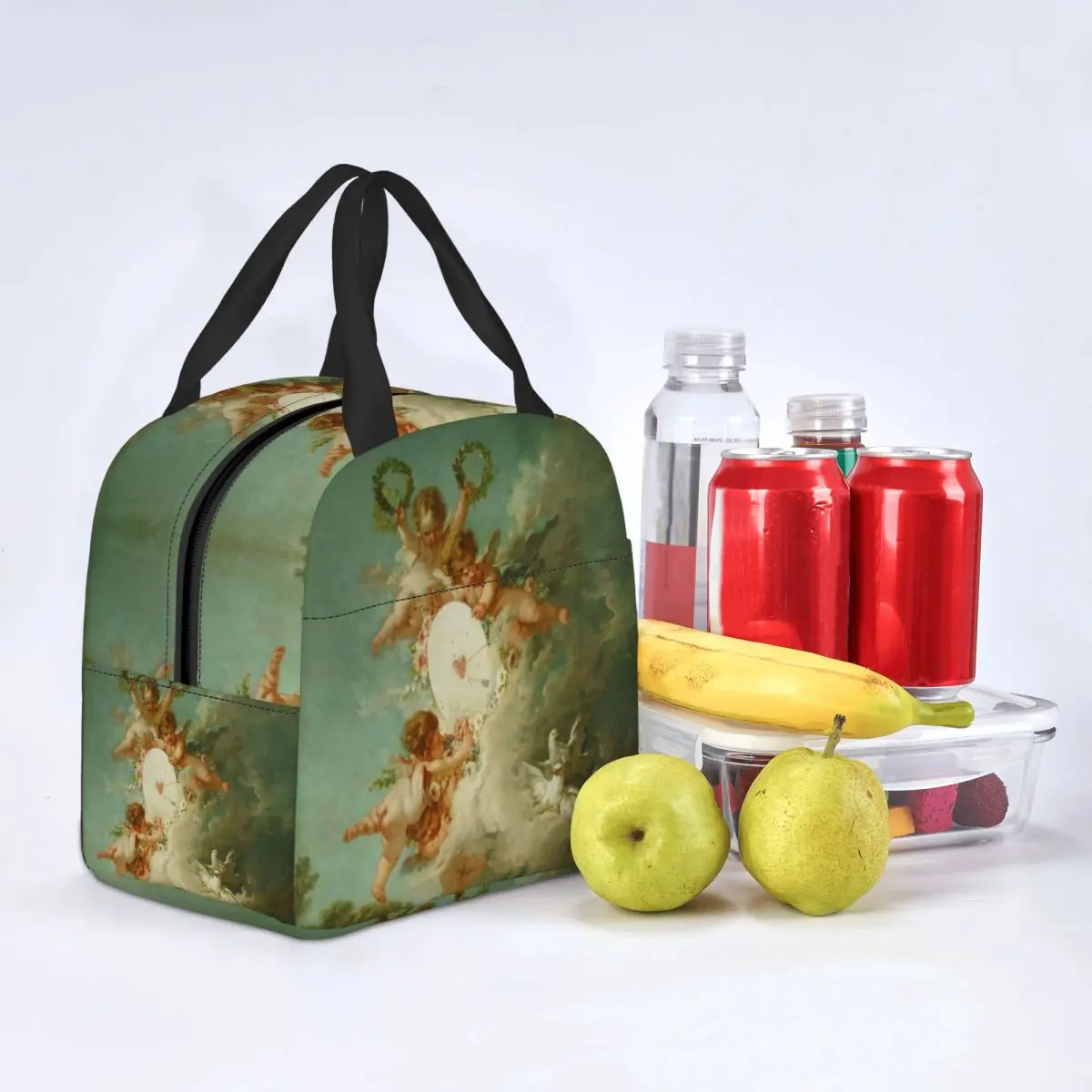 Isolierte Lunchtasche mit mythologischen Engeln, Renaissance-Welken, wasserdichter Kühler, Thermo-Lunchbox, Damen-Lebensmittelbehälter, Tragetaschen