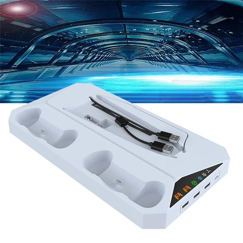 

Y19A For PS5 Slim Optical Digital Console Cooling Base Handle Dual Docking Headphone Hanger Base Durable Easy To Use