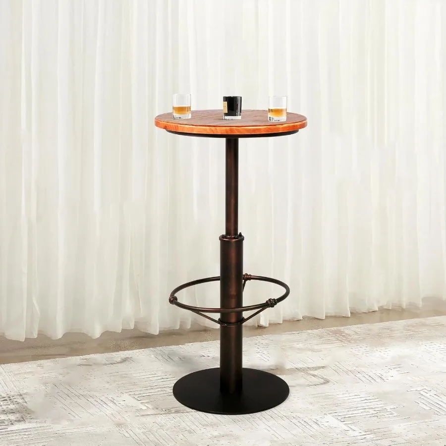 

Industrial High Pub Table 42" Vintage Bar Dinner Table for Home Kitchen Farmhouse Round Coffee Table Rustic Cocktail Table for