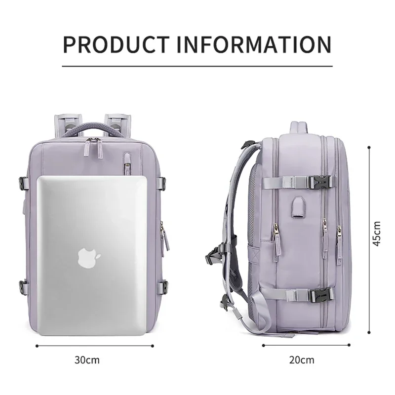 Sac à dos de voyage multifonctionnel pour femme, sacs à dos pour ordinateur portable 16 pouces, grand chargement USB, sac à dos d'affaires léger avec sac à chaussures