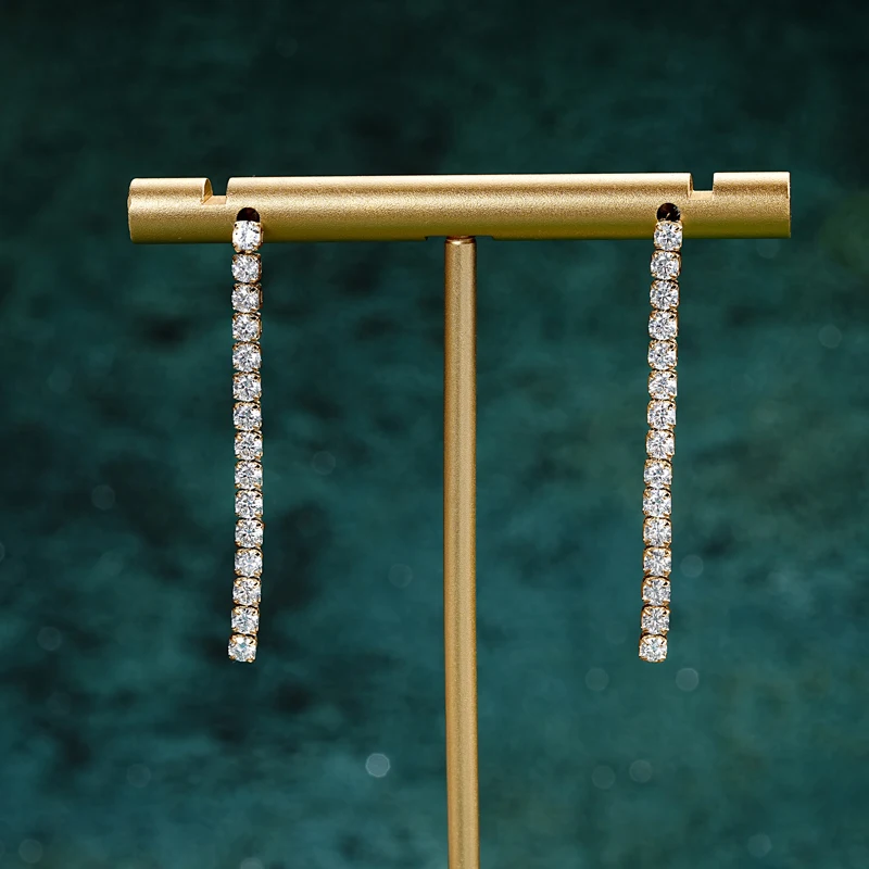 OXTAO 2.5 مللي متر مويسانيتي استرخى القرط مجوهرات نسائية ريال 925 الفضة طويلة الثريا أقراط الزفاف غرامة مجوهرات هدية