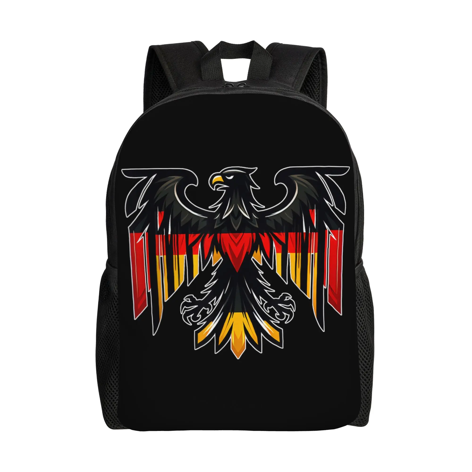 

Крутой рюкзак с немецким флагом и орлом, для активного отдыха, работы, учебы, для мужчин и женщин, для ноутбука, из холщовой ткани