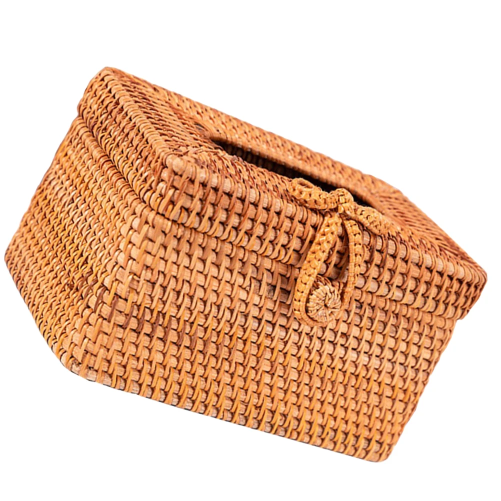 

Natural Hand Woven Tissue Box Household Decorative Napkin Dispenser Tabletop Paper Towel Organizer For Bedroom Bathroom Office