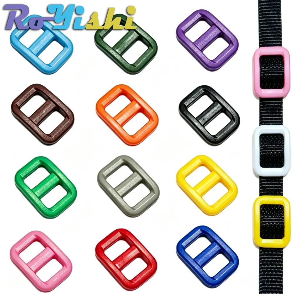 3/8'' (10mm) Farblich Gemischte Kunststoff-Tri-Glide-Schiebeschnallen, für Hunde- und Katzenhalsbänder, Rucksackgurte