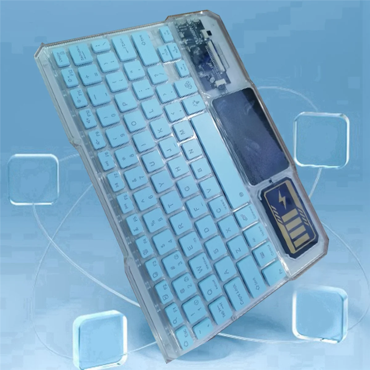 

Optimal Wireless Touch Keyboard Backlit Keyboard RGB Keypad Transparent Crystal Bluetooth Keyboard Universal for PC,Blue