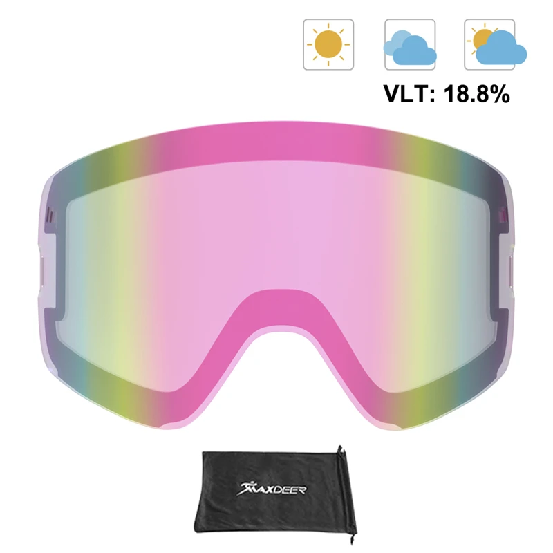 Gogle narciarskie obiektyw żółty soczewki magnetyczne podwójna warstwa Anti-fog UV400 narciarskie okulary snowboardowe tylko gogle śnieżne soczewki