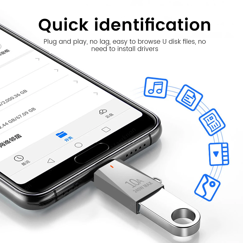 Переходник OTG с USB 240 на Type C, 10 А, 3,0 Вт