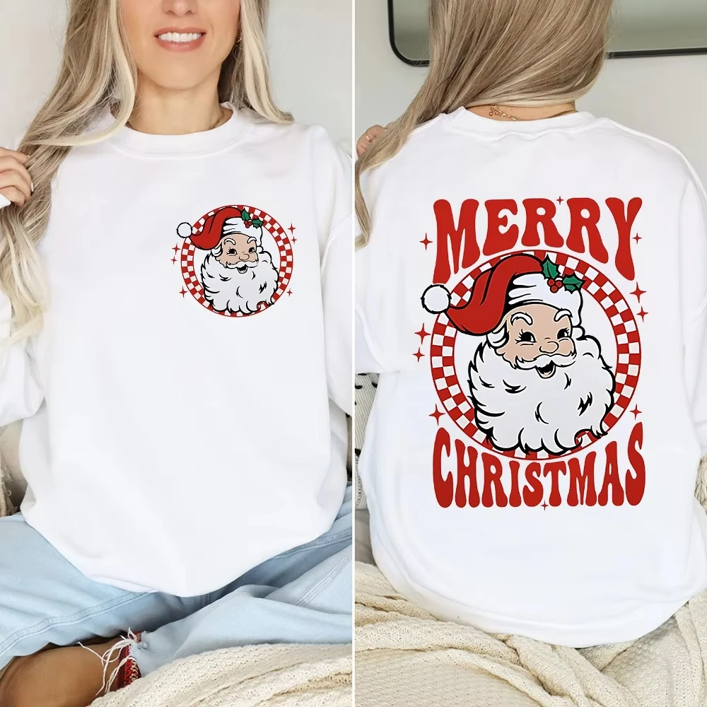 

Retro Santa Sweatshirt Merry Christmas Santa Sweatshirts Santa Claus Hoodie Vintage Christmas Sweater Holiday Women Gift