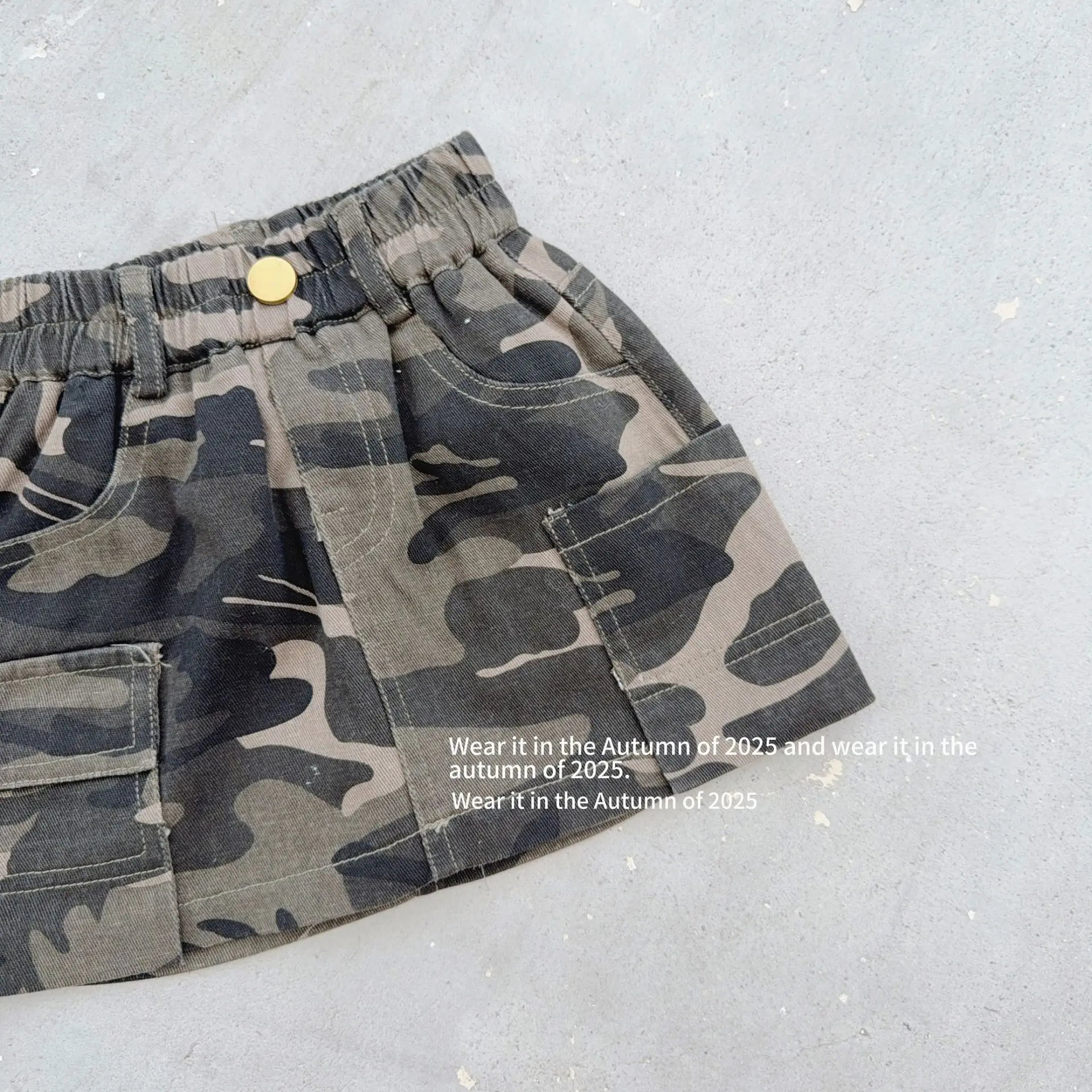 

Girl Skirt 2025 Autumn New Children's Clothing Korean Style Girl Baby Camouflage Overwork Half Skirt Casual Simple Daily
