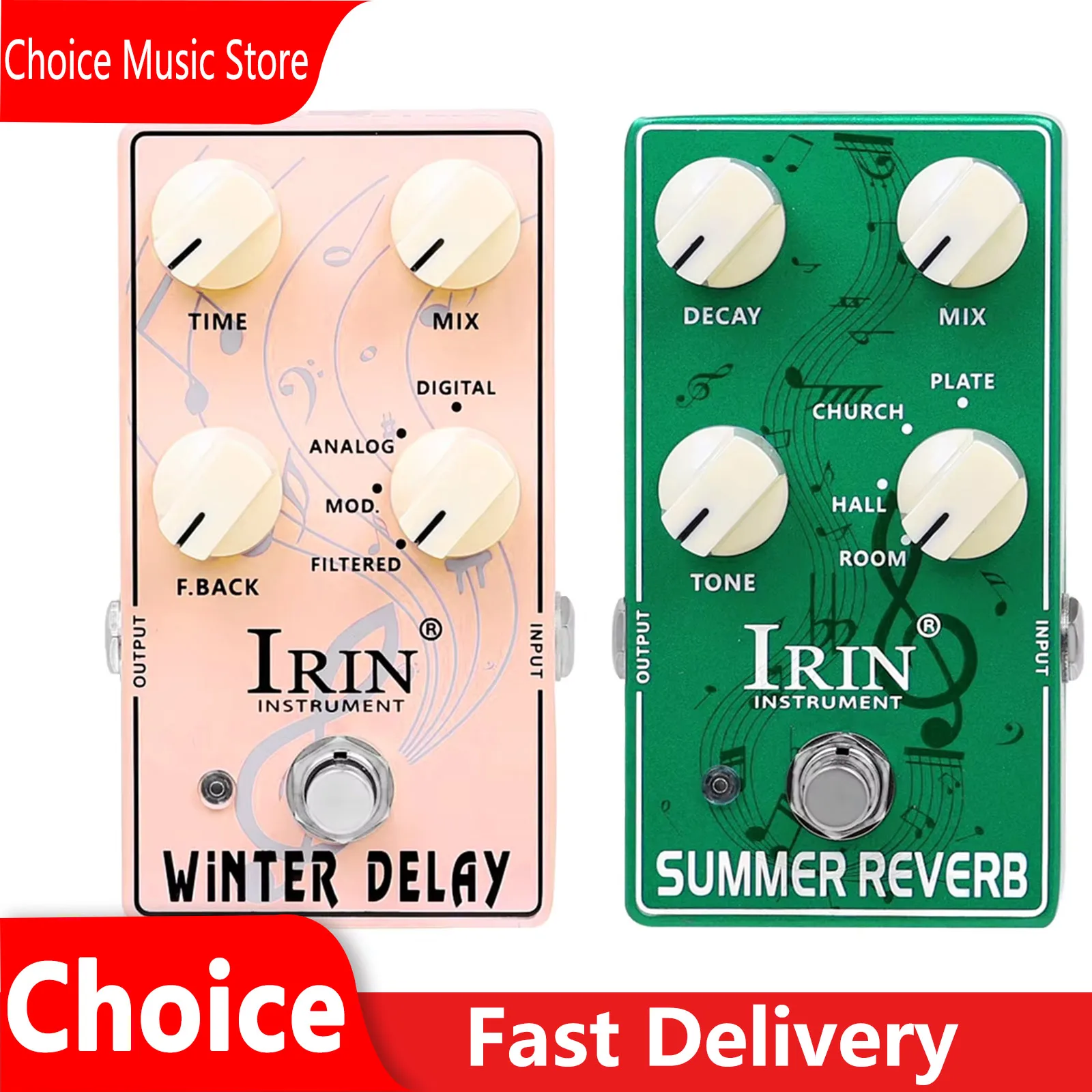

Педали эффектов IRIN для электрогитары XS-05/XS-06 SUMMER REVERB WINTER DELAY Педали эффектов с противоскользящими подушечками Детали гитары