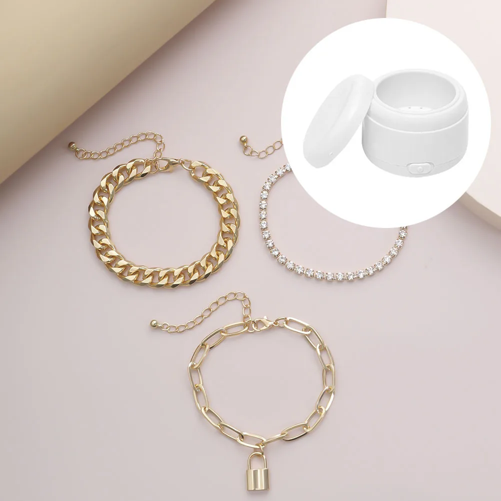 

1Pcs Ultrasonic Cleaning Device White Effective Jewelry Eyeglass Denture Cleaner Multifunctional Home Cleaning Tool Practical