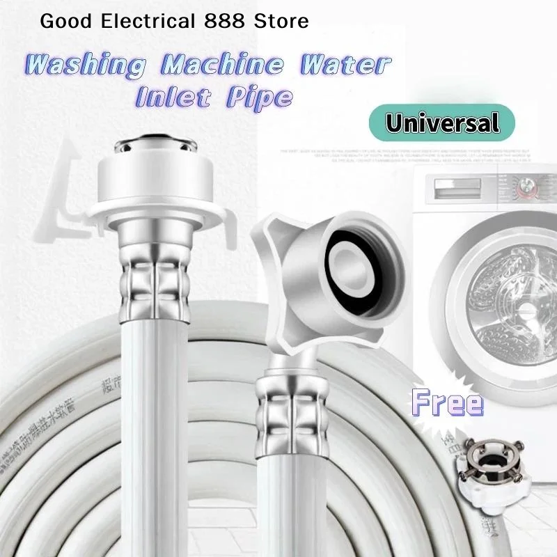 2.5M/3Meters /4M Automatic Washing Machine Water Inlet Pipe Optional Hose Extension Adjustable Head Thickened Upper Water Pipe