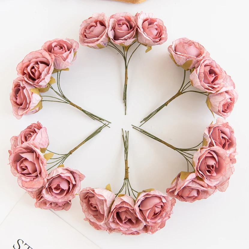 

Artificial Flowers Fake Roses Bouquets Home Room Decora Accessories Wreath Floral Arrangement Wedding Bridal Gift Box Scrapbooks