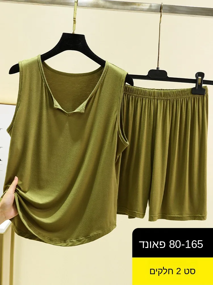 

Modal Sleeveless Sleepwear Set Summer Thin Vest Shorts Two-Piece Set Women Large Size Loose Casual Home Clothes