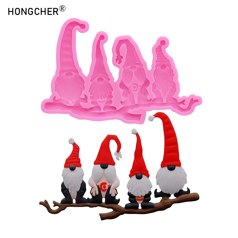 Weihnachten Zwerg Gnom Harz Ornament Dekoration Anhänger Tropf form DIY Schokoladen kuchen Dekoration Silikon formen