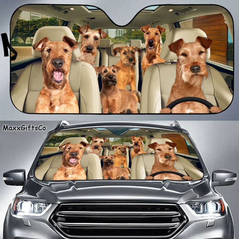 Irish Terrier Car Sun Shade, Irish Terrier Windshield, Dogs Family Sunshade, Dogs Car Accessories, Car Decoration, Dogs Lovers G