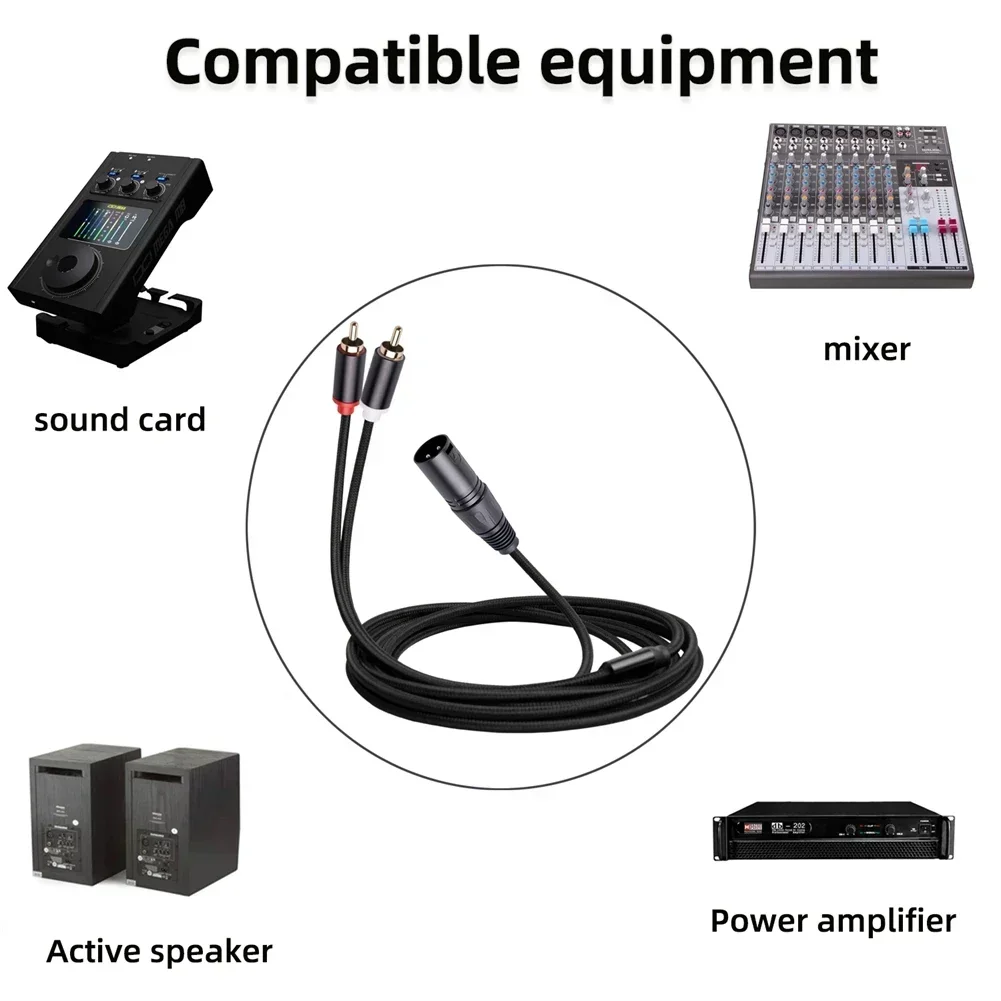 

Audio Equipment Male Audio Cable Bag Packing Aluminum Alloy Copper Conductor Gold Plated XLR Male To 2-RCA Male