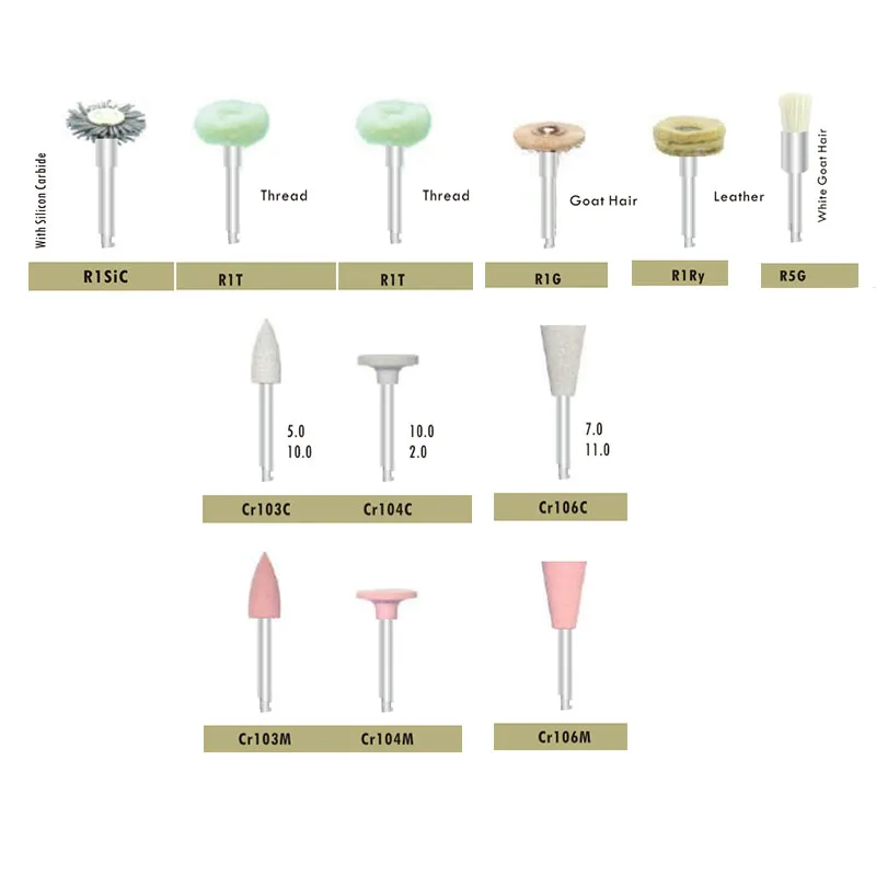 12pcs/Set Dental Polishing Brushes Silicon Polisher for Ceramics Nature Teeth Composite Dentistry Tools Lab Accessories