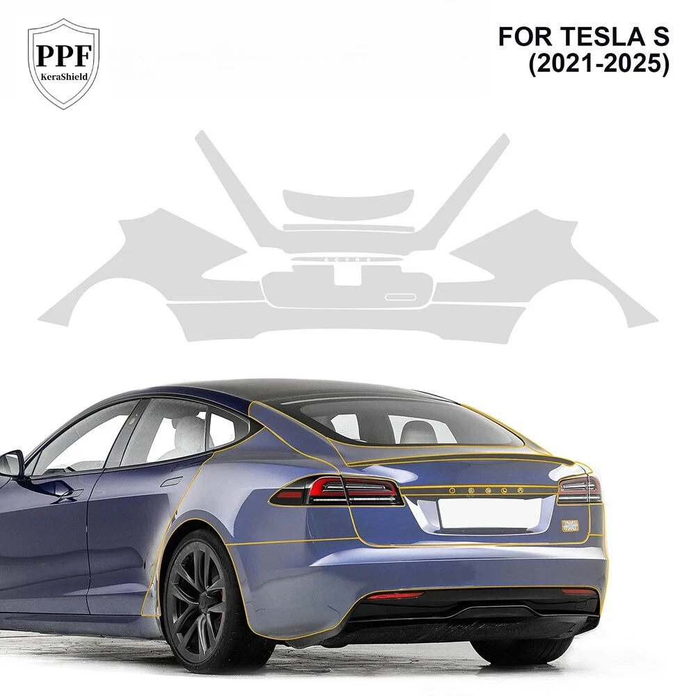 

For Tesla Model S 2021-2024 Pre-cut PPF TPU Anti-Scratch Car Paint Protection Film Clear Bra Invisible Repairable Self-adhesive