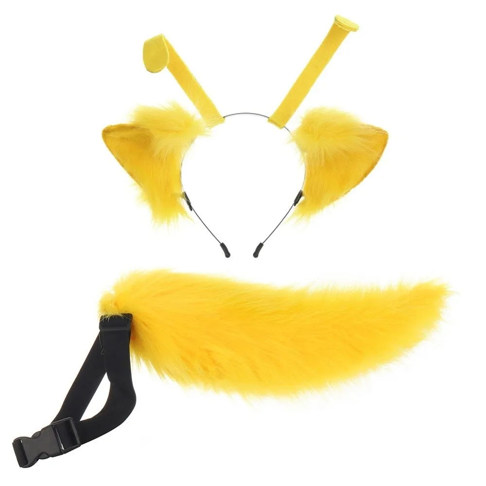 1 Pcs/set Handmade Kitten Ear Hair Hoop Headdress Pointed Ear Furry Cat Ears Headband Plush Lolita Animal Ear Animal Tail Suit