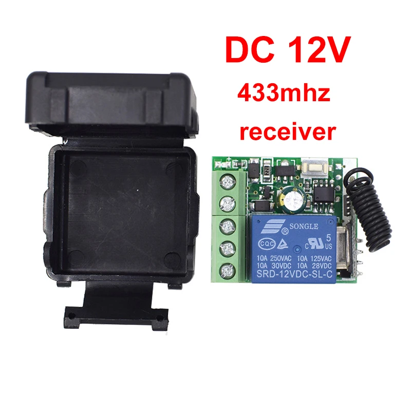 1 Channel DC 12V 24V 10A RF Relay Receiver Switch Module 433Mhz Wireless Remote Control EV1527 Learning Code Transmitter