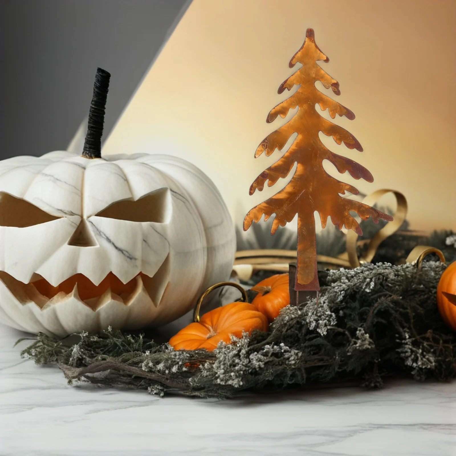 

2Pcs Rusty Metal Iron Craft Decoration Garden Stakes Vintage Christmas Halloween Outdoor Decor Yard Pathway Garden Decor