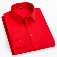 Camisas completas de doble color para hombre, camisa lisa formal ajustada de talla grande, ropa de oficina de talla grande, tops de negocios sólidos de manga larga