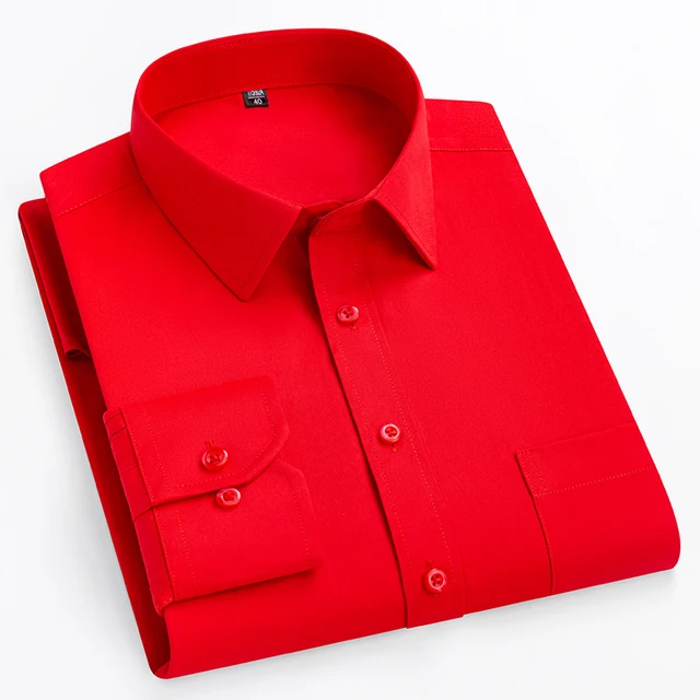 podwójny kolor Pełne koszule dla mężczyzn plus size slim fit formalna gładka koszula ponad rozmiar odzież biurowa solidne topy biznesowe z długim rękawem