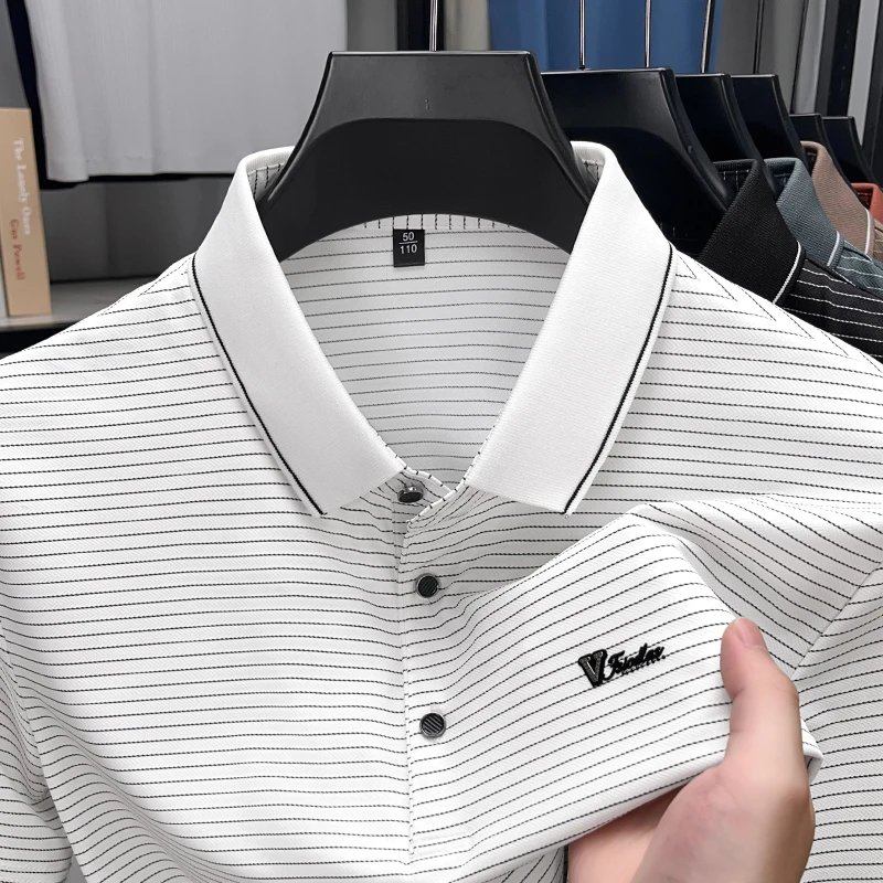 

Summer men's short sleeved T-shirt ice silk men's clothing father summer clothing polo shirt father short sleeved top