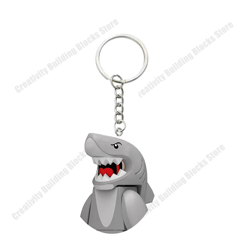 Hot Sale Key Chain Series Gray Pink Shark Girl Boy 3D Model DIY Building Block Toy Model Children Toy Gifts - view 3