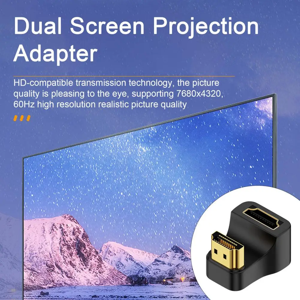 Hdmi-compatible Adapter for Video Streaming Portable 180 Degree Hdmi-compatible Male to Female Adapter 8k60hz Hd Output