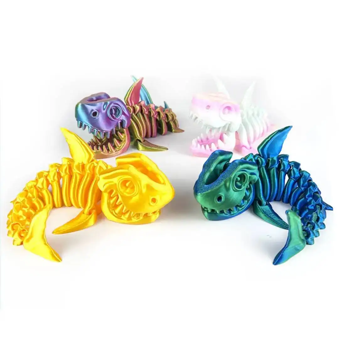 ثلاثية الأبعاد الطباعة القرش الهيكل العظمي المنقولة الإبداعية هدية نماذج للحيوانات الشكل لعبة أطفال المنزل الحرف اليدوية متعدد الألوان سيارة زخرفة #2