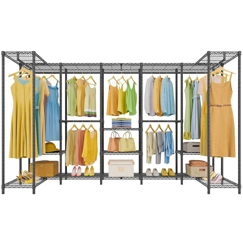 

U70 Extra Large Heavy Duty Clothes Rack, Freestanding Portable Closet for Bedroom Storage Wardrobe Closet Organizer Wire Clothi