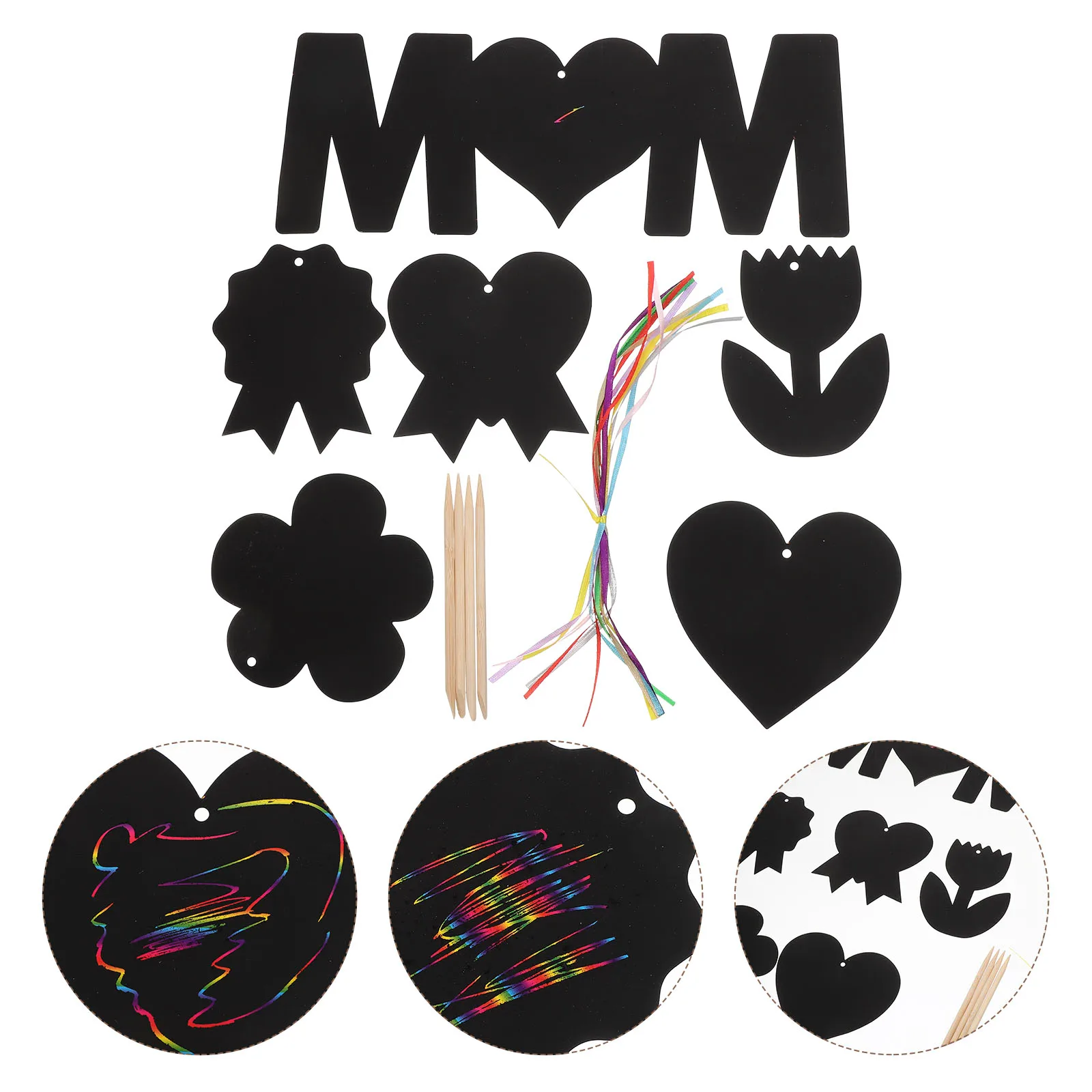 

1 set 1 Set Diy Scratch Paper For Kids Black Scratch Off Creative Mother'S Day Craft Party Favors School Art Projects