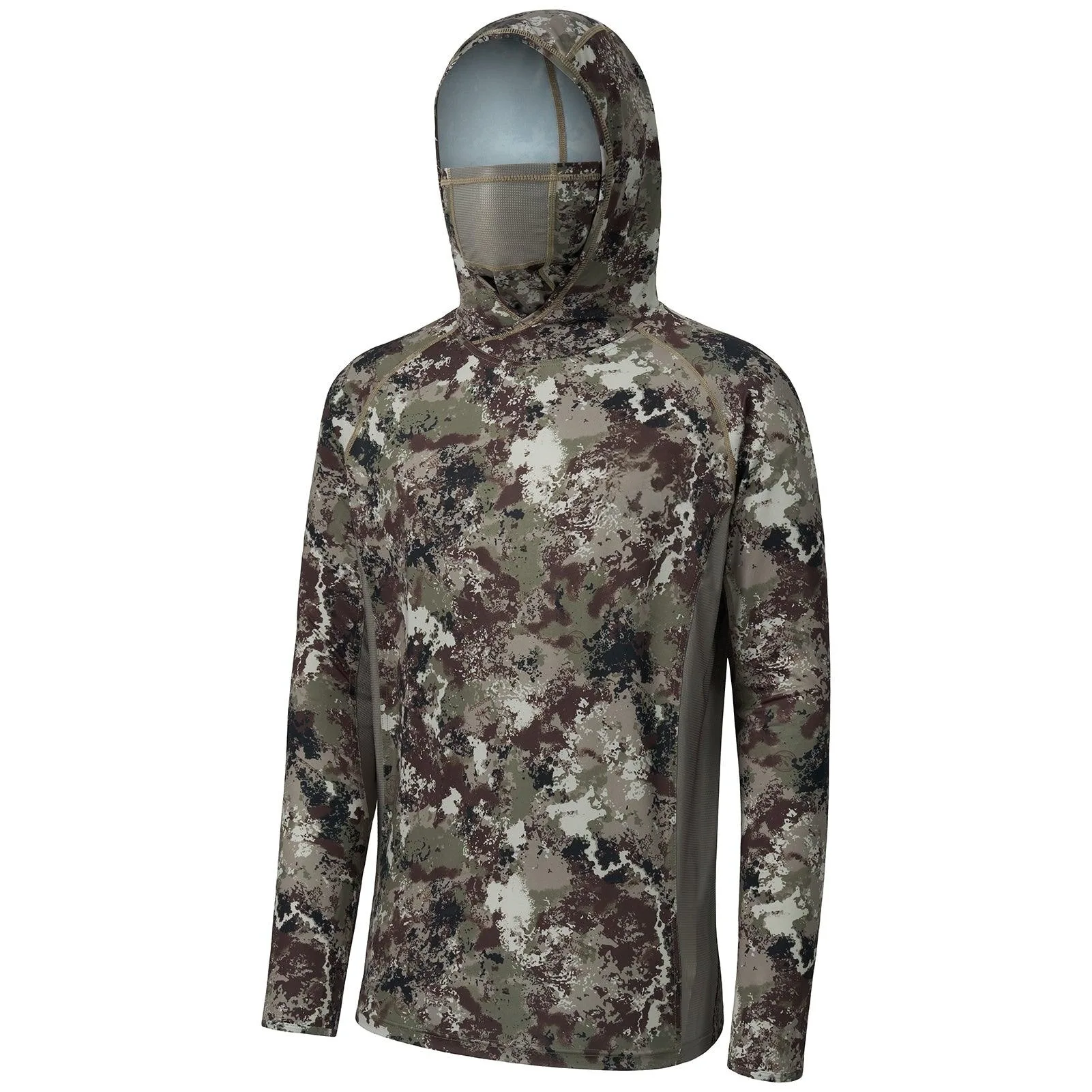 Herren-Waldtarn-Angelhoodie mit Gesichtsmaske, UV-Schutz UPF50+, schnelltrocknend, atmungsaktiv, langärmelig, für Angeln und Jagd – Detail 11