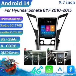 9.7inch For Hyundai Sonata 8YF 2010-2015 Car Radio Multimedia 4G GPS Android 14 Navigation Multimedia Carplay Head Unit Screen