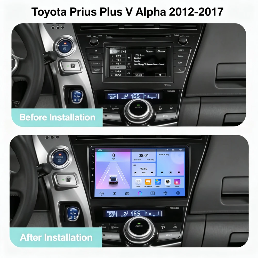 Cortex-A76 Octa-Core Android 16 For Toyota Prius Plus V Alpha 2012-2017 Stereo Head Unit Multimedia Player GPS Navigation DVD BT