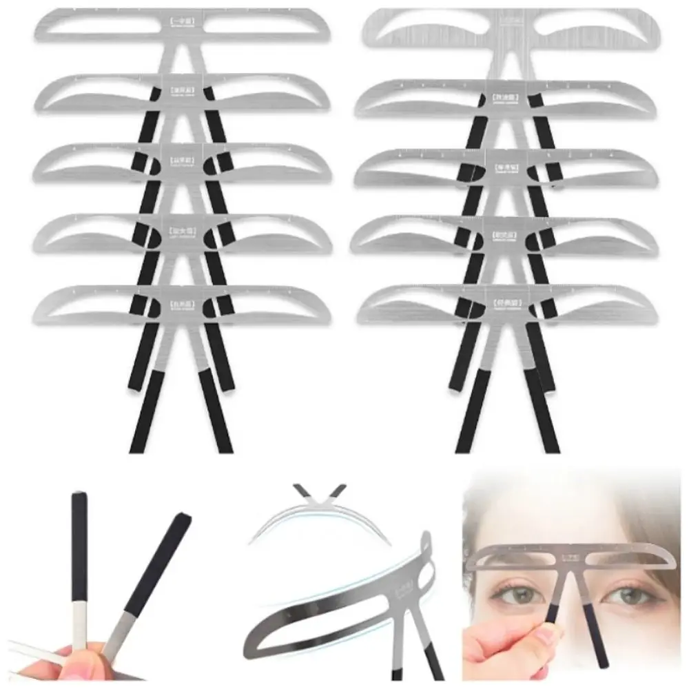 

3D Eyebrow Tattoo Ruler 10 Styles Reusable Microblading Eyebrow Stencil Easy To Use Metal Brow Drawing Guide Template