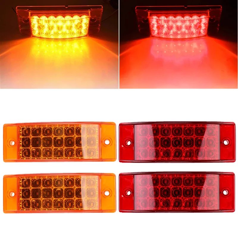 2PCS Truck 21LED Flashing Brake Stop Lamp Lorry Side Marker Light Car Trailer Indicator Warning Taillight Truck Turn Signal Lamp