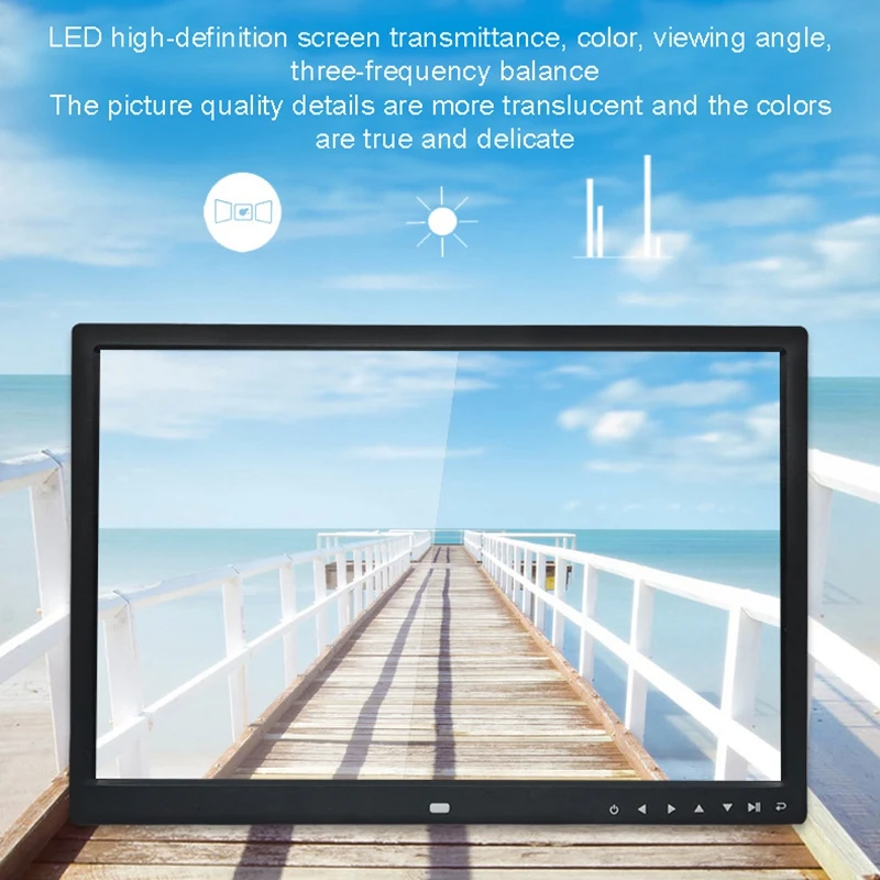 ABJG Marco de fotos digital de 12 pulgadas multifunción HD 1280X800 con botón de presión álbum de fotos electrónico